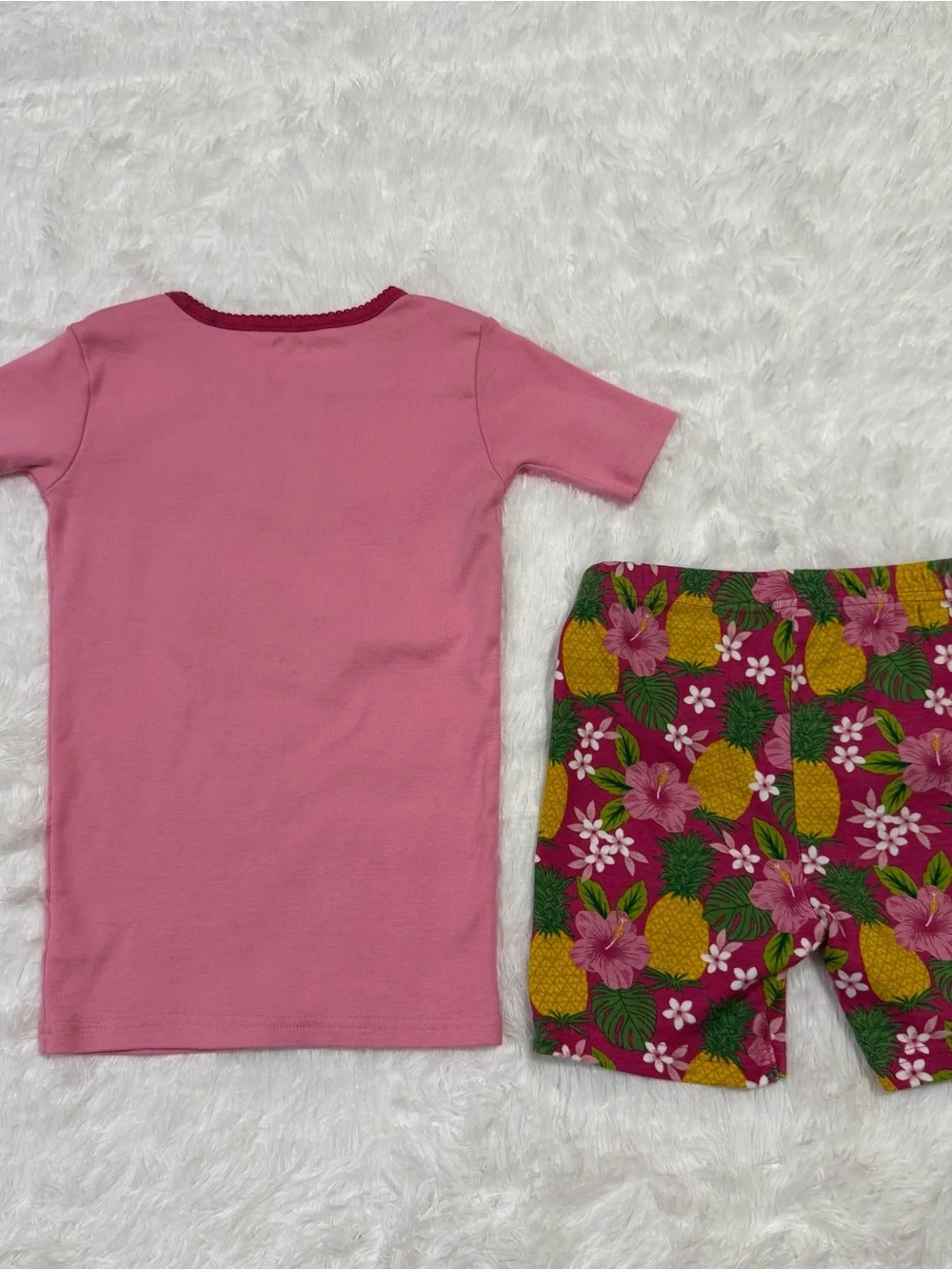 Gymboree Girls Sz 7 Pink Tropical Cotton Pajamas Pjs EUC Short Set Pineapple